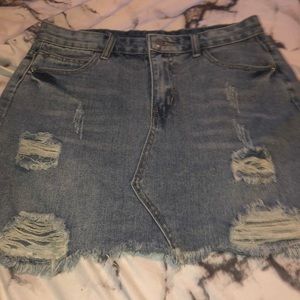 jean ripped skirt